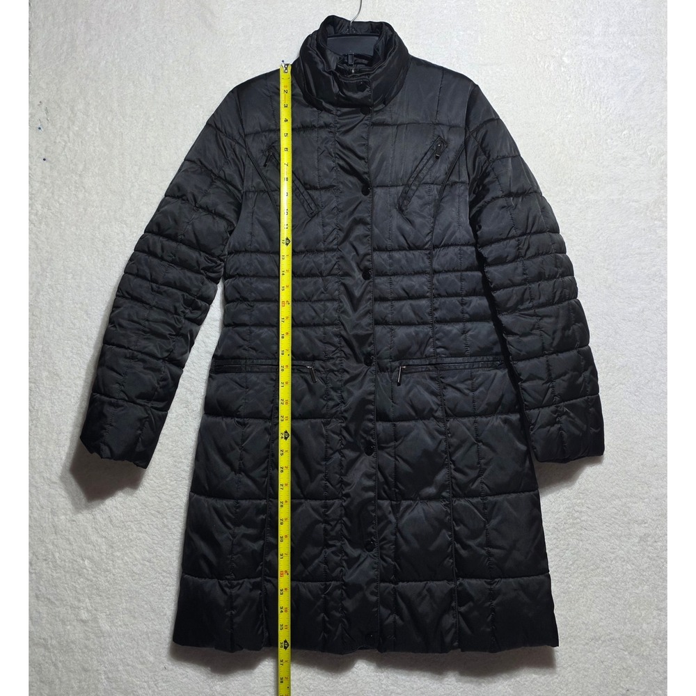Apt 9 Women's Black Quilted Puffer Coat Longline Snap Button Mock Neck Jacket M - Picture 11 of 15